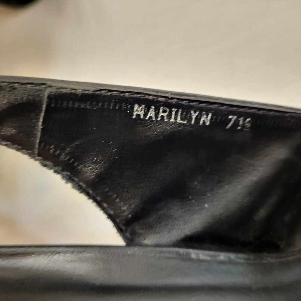 Two Lips Marilyn Black Pinup Peep Toe Buckle Platform Slingback Heels - 7.5 - Picture 10 of 10